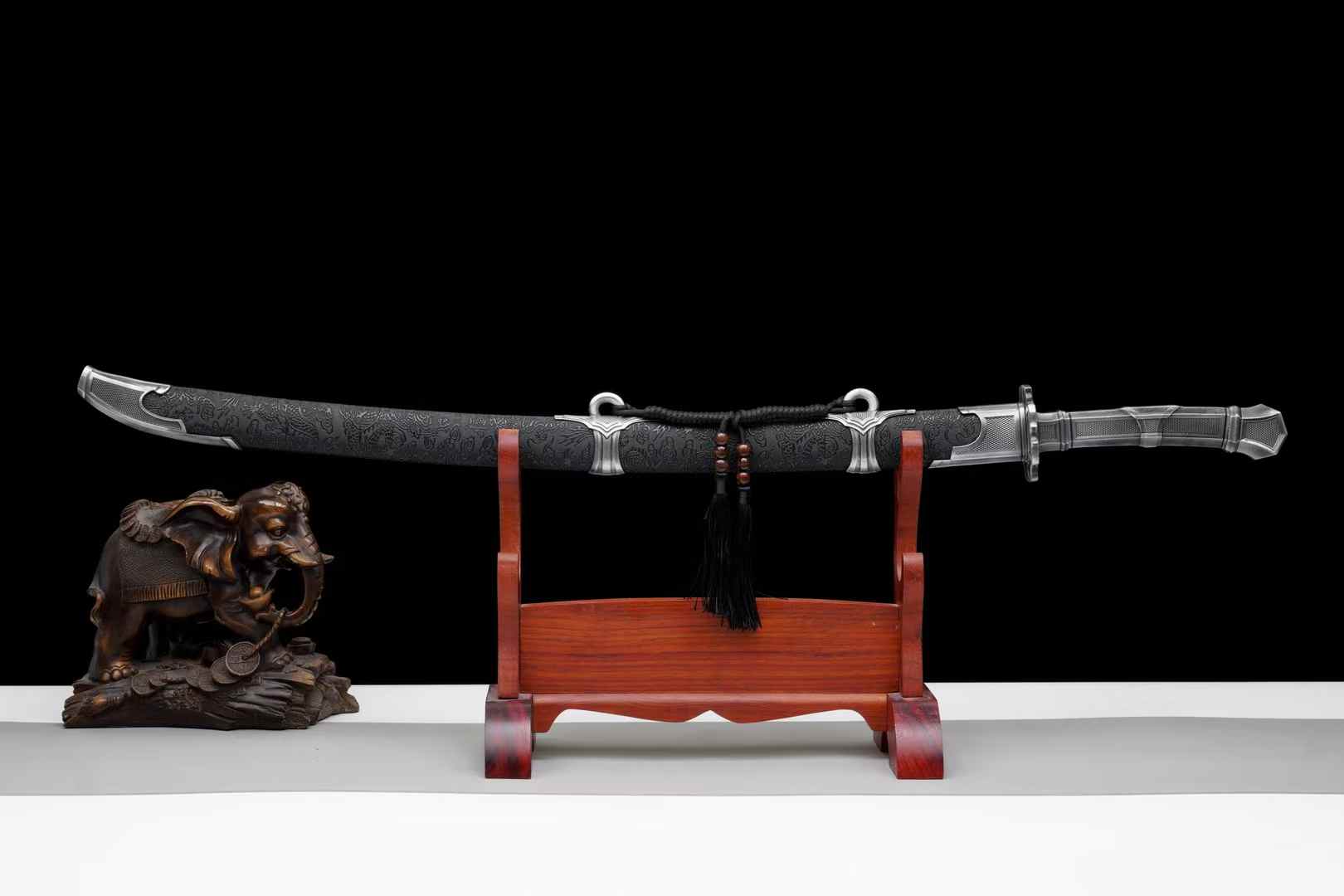 Qing Dao Sword | Hand-Forged Chinese Saber in High Manganese Steel with Qing Dynasty Alloy Fittings