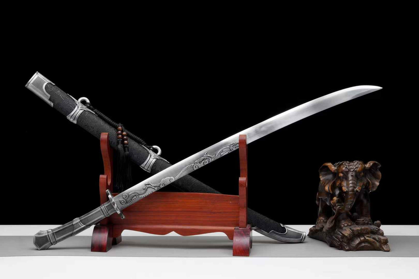 Qing Dao Sword | Hand-Forged Chinese Saber in High Manganese Steel with Qing Dynasty Alloy Fittings