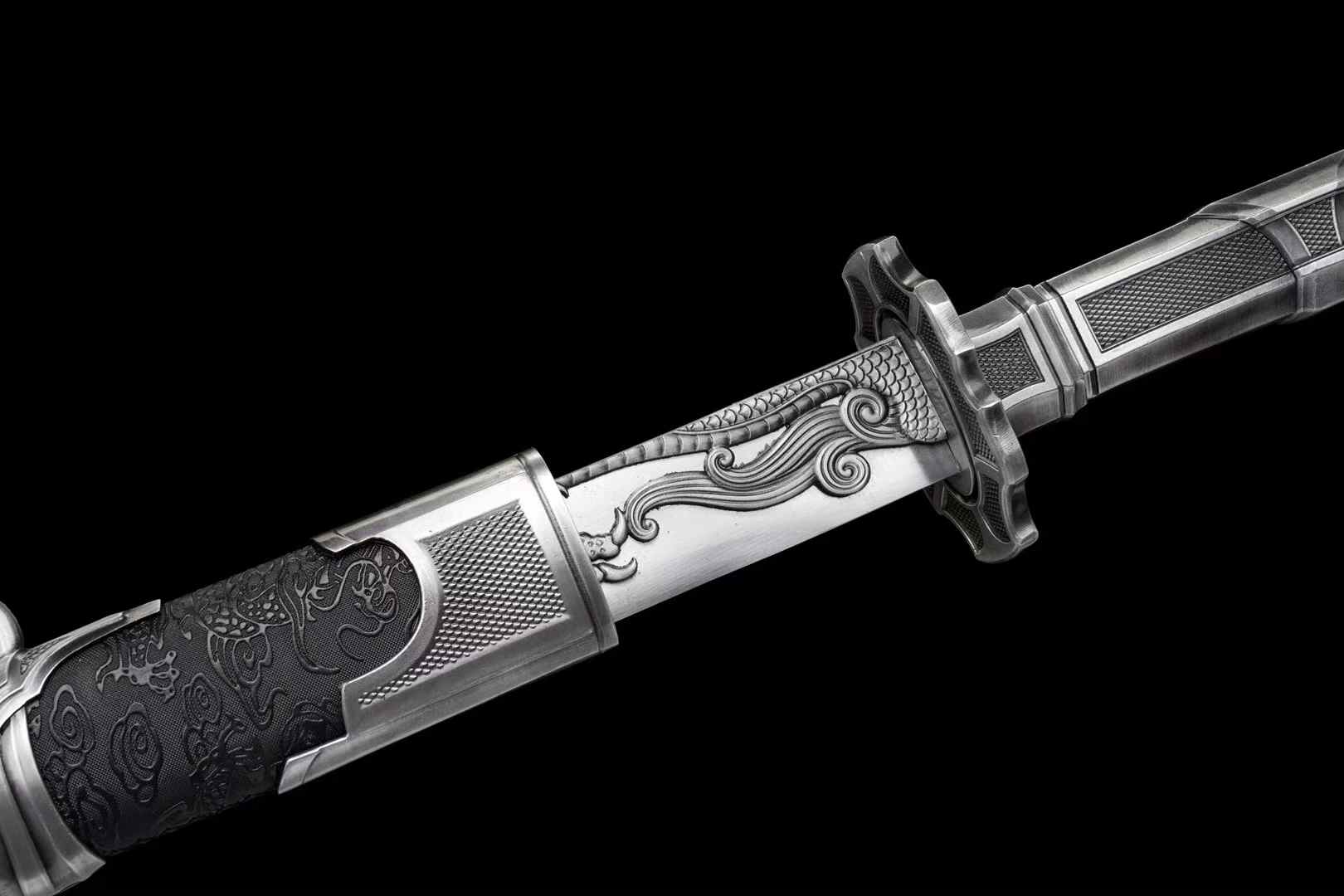 Qing Dao Sword | Hand-Forged Chinese Saber in High Manganese Steel with Qing Dynasty Alloy Fittings