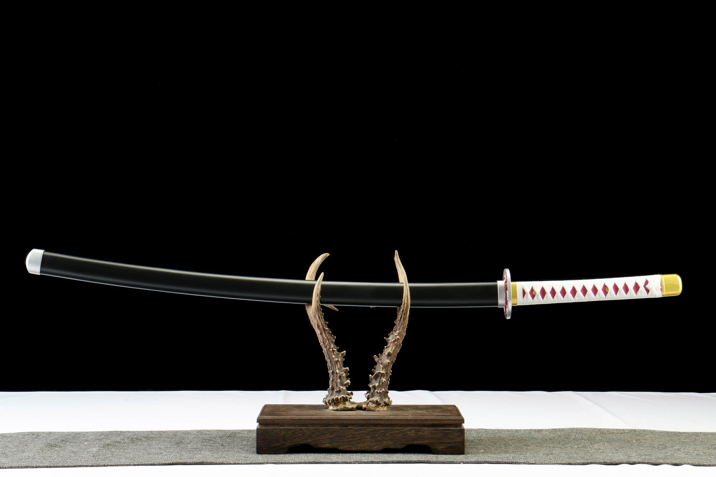 Anime-Inspired Red Blade Samurai Katana – 41” 1045 Steel Sword with Black Scabbard