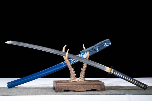Blue Snowflake Aoi Katana – T10 Clay-Tempered Steel