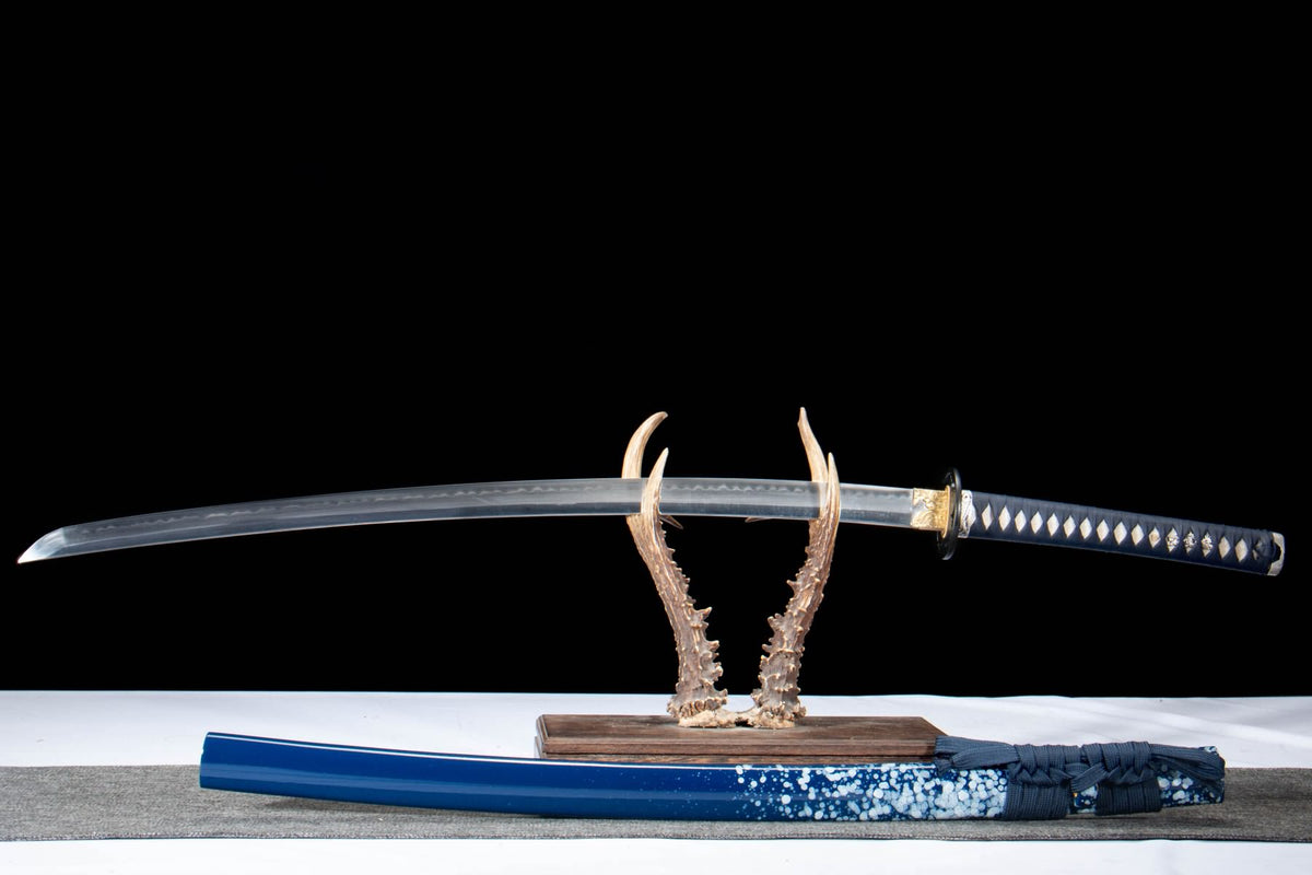 Blue Snowflake Aoi Katana – T10 Clay-Tempered Steel
