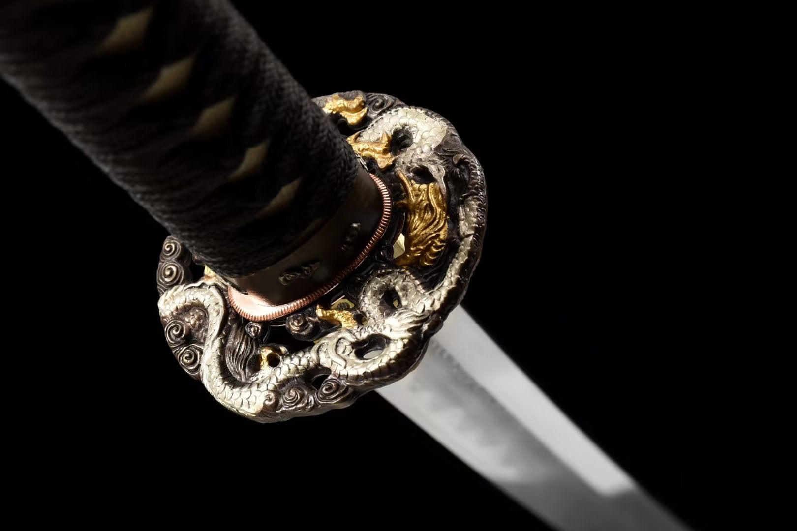 Japanese Katana – Hand Forged Pattern Steel Sword with Blue Rayskin Scabbard, Premium Collectible Display