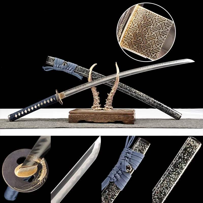 Luxury Hamon Katana – T10 Clay Tempered Blade with Raden Lacquer Scabbard & Gilded Copper Fittings - Chinese Sword store