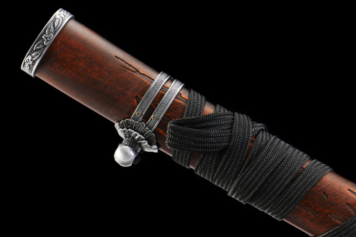Blue-Black 1065 Steel Tachi – Lacquered Wood Saya