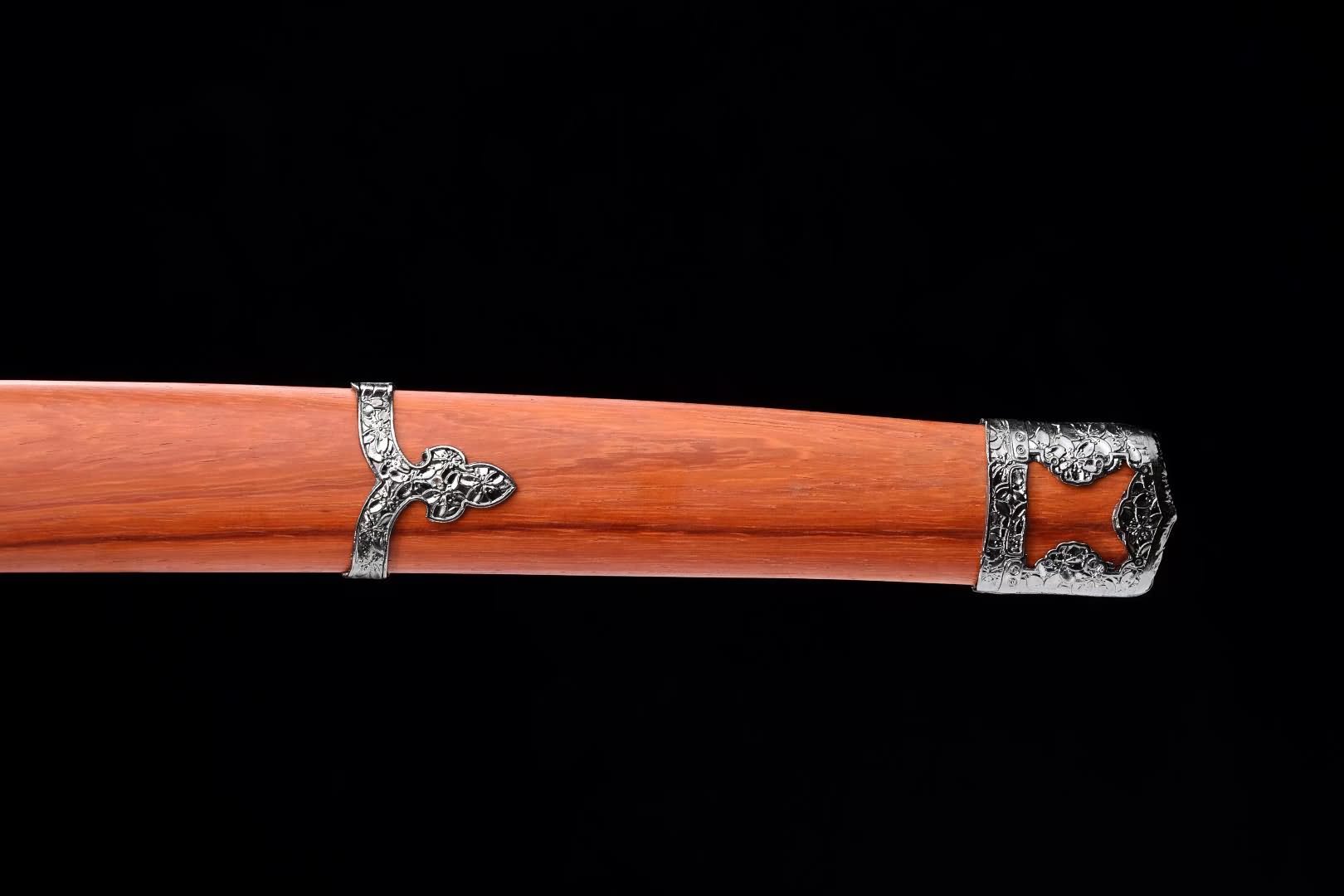 Tachi Katana with Red-Treated T10 Blade & Rosewood Saya (41.0") — Hand-Polished, 8-Step Finish