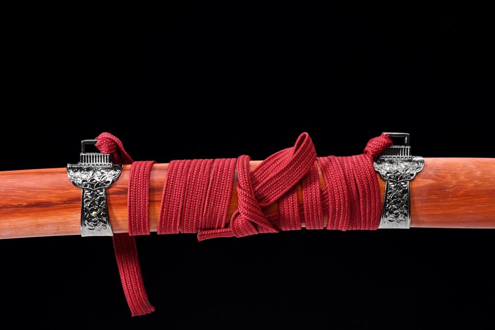 Tachi Katana with Red-Treated T10 Blade & Rosewood Saya (41.0") — Hand-Polished, 8-Step Finish