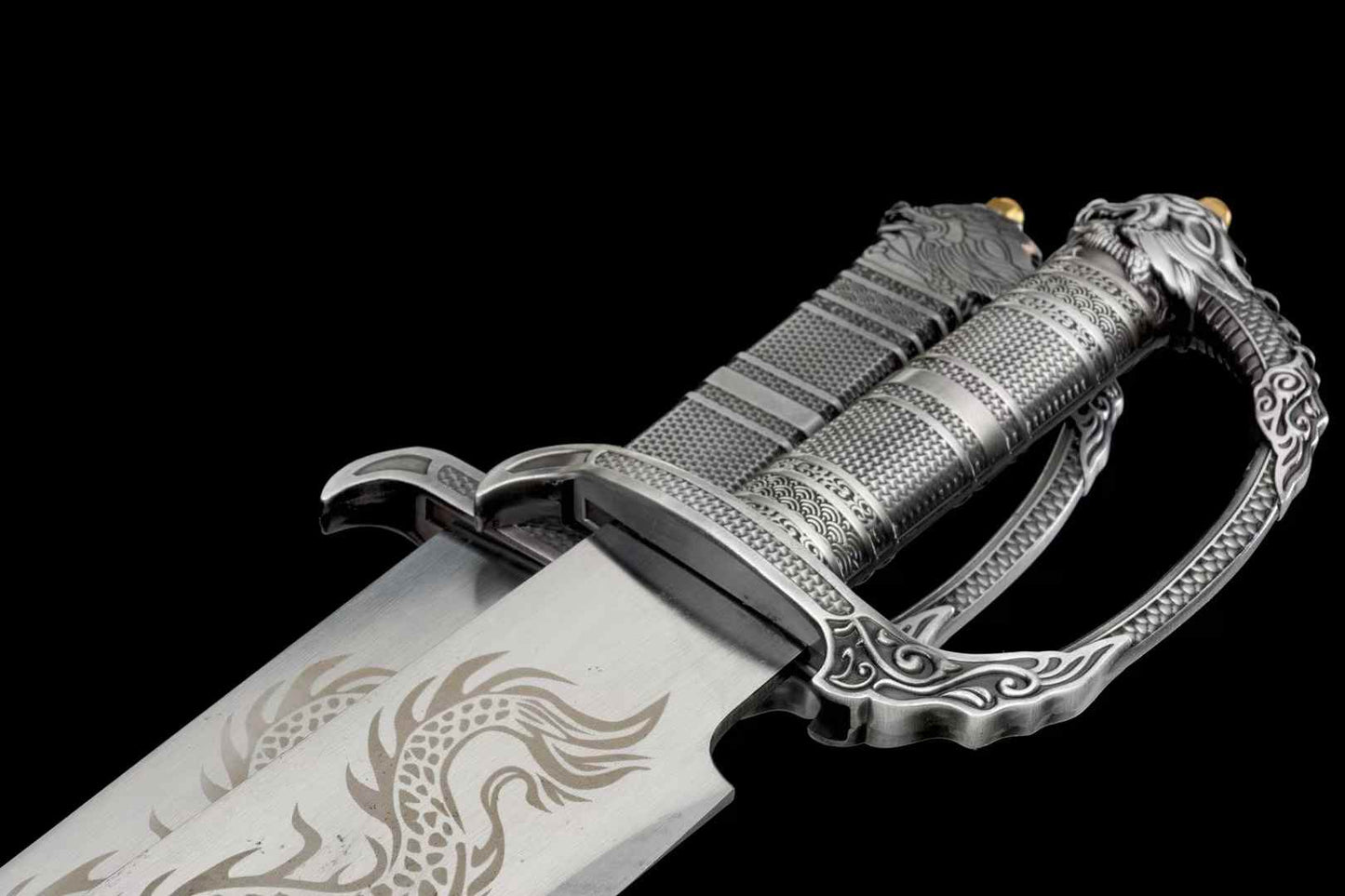 Silver dragon zinc-alloy handles on butterfly swords