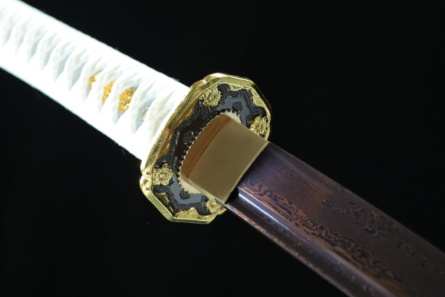 Japanese Sakura Tachi Sword – Patterned Steel Blade, Piano Lacquer Scabbard - Chinese Sword store