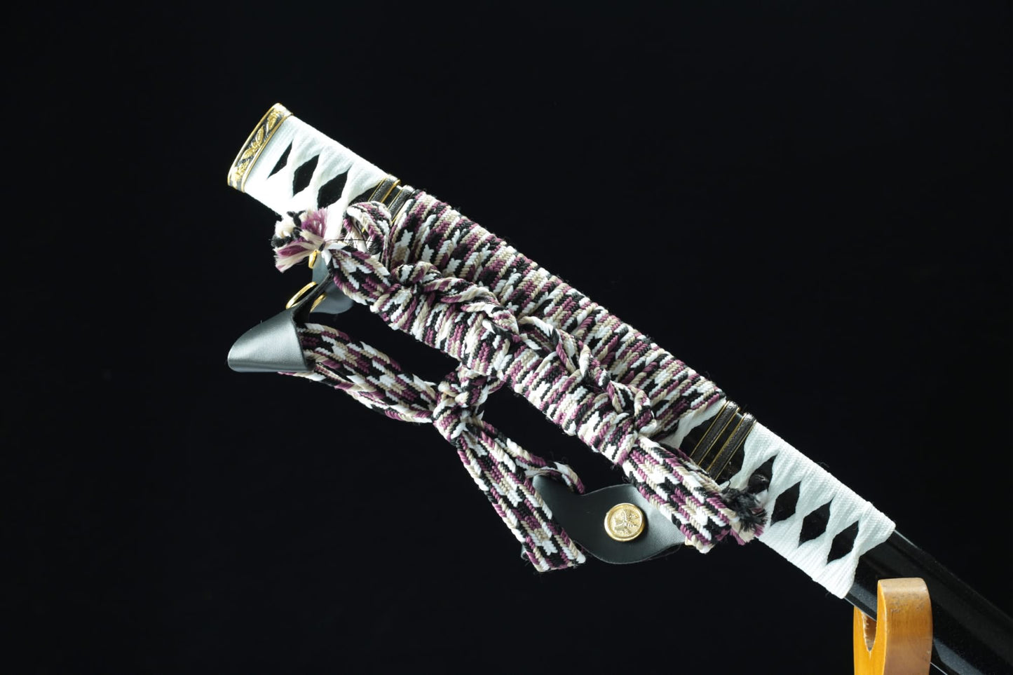 Japanese Sakura Tachi Sword – Patterned Steel Blade, Piano Lacquer Scabbard - Chinese Sword store