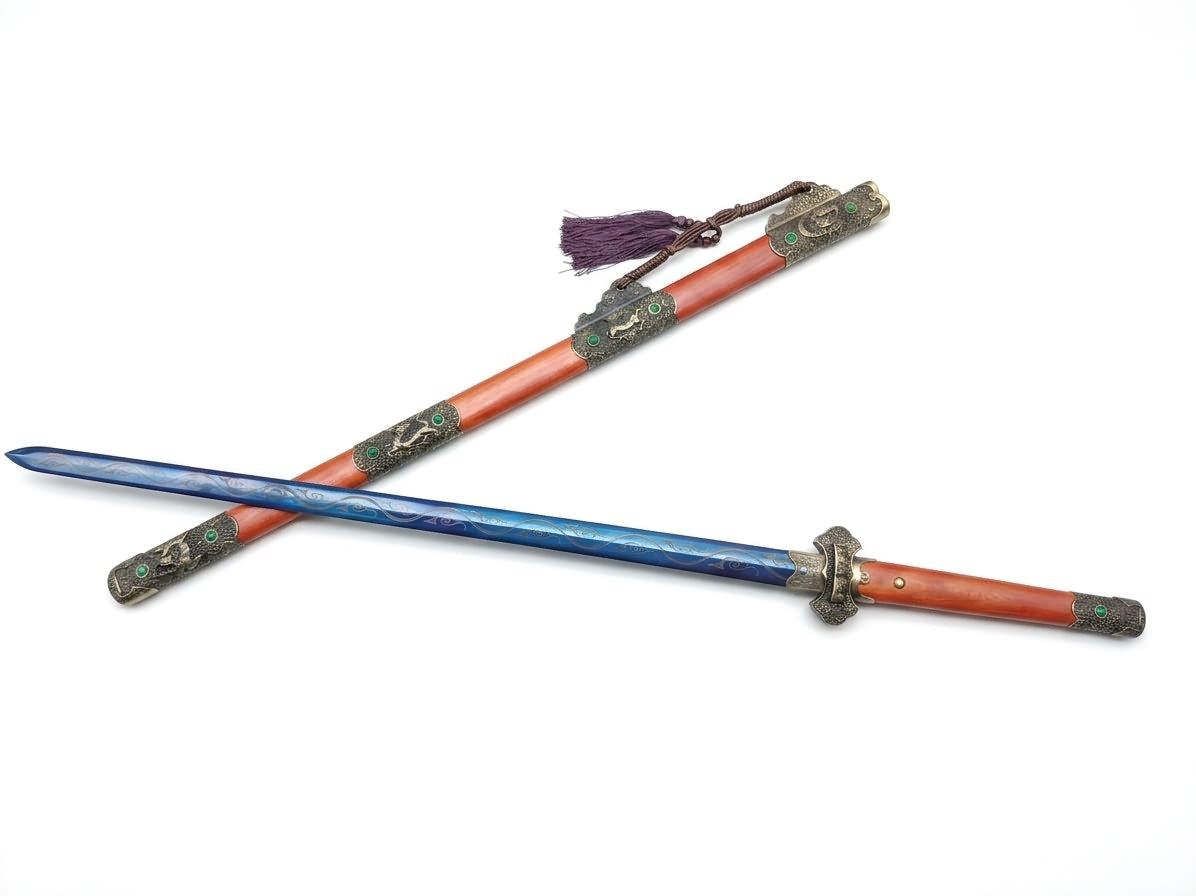 Blue Blade Tang Jian – High Manganese Steel, Redwood Scabbard - Chinese Sword store