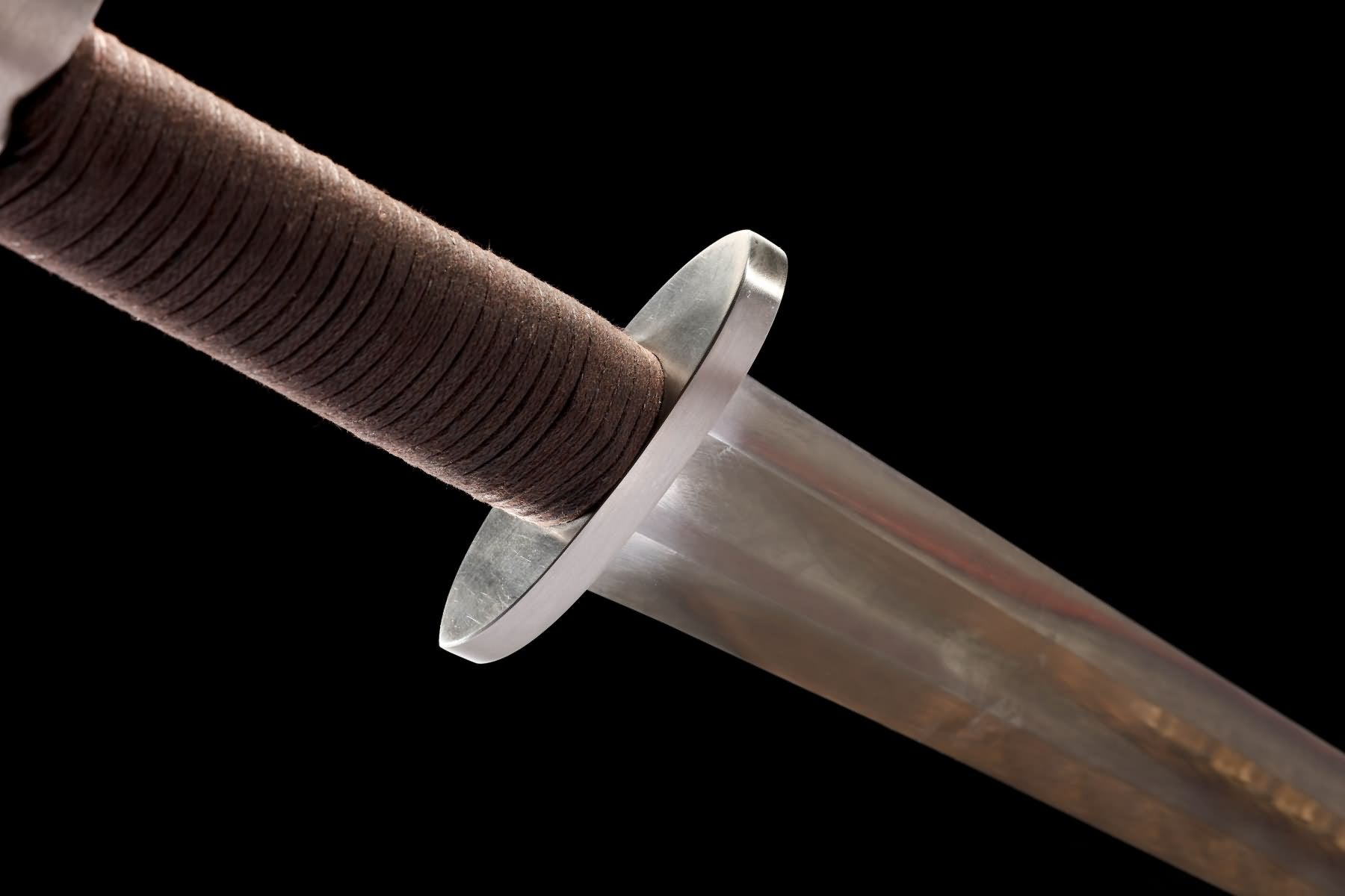 Viking sword stainless-steel guard and blade shoulder detail