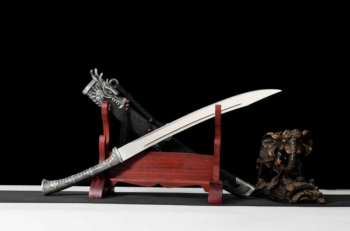 Unsharpened Xianglong Dao with curved high manganese steel blade