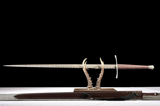 LOONGSWORD Xiangyun European longsword with patterned 1060 carbon steel blade and handmade leather sheath
