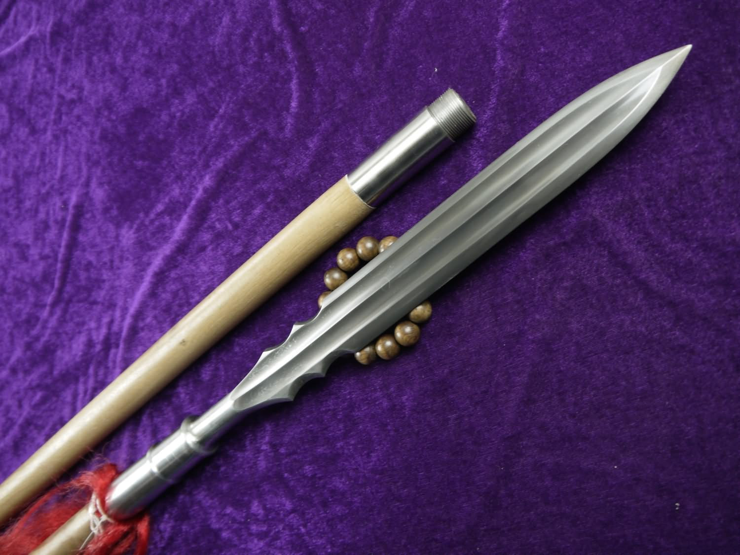 Spear,China lance,Damascus steel Spearhead,Hardwood rod,Length 78 inch - Chinese sword shop