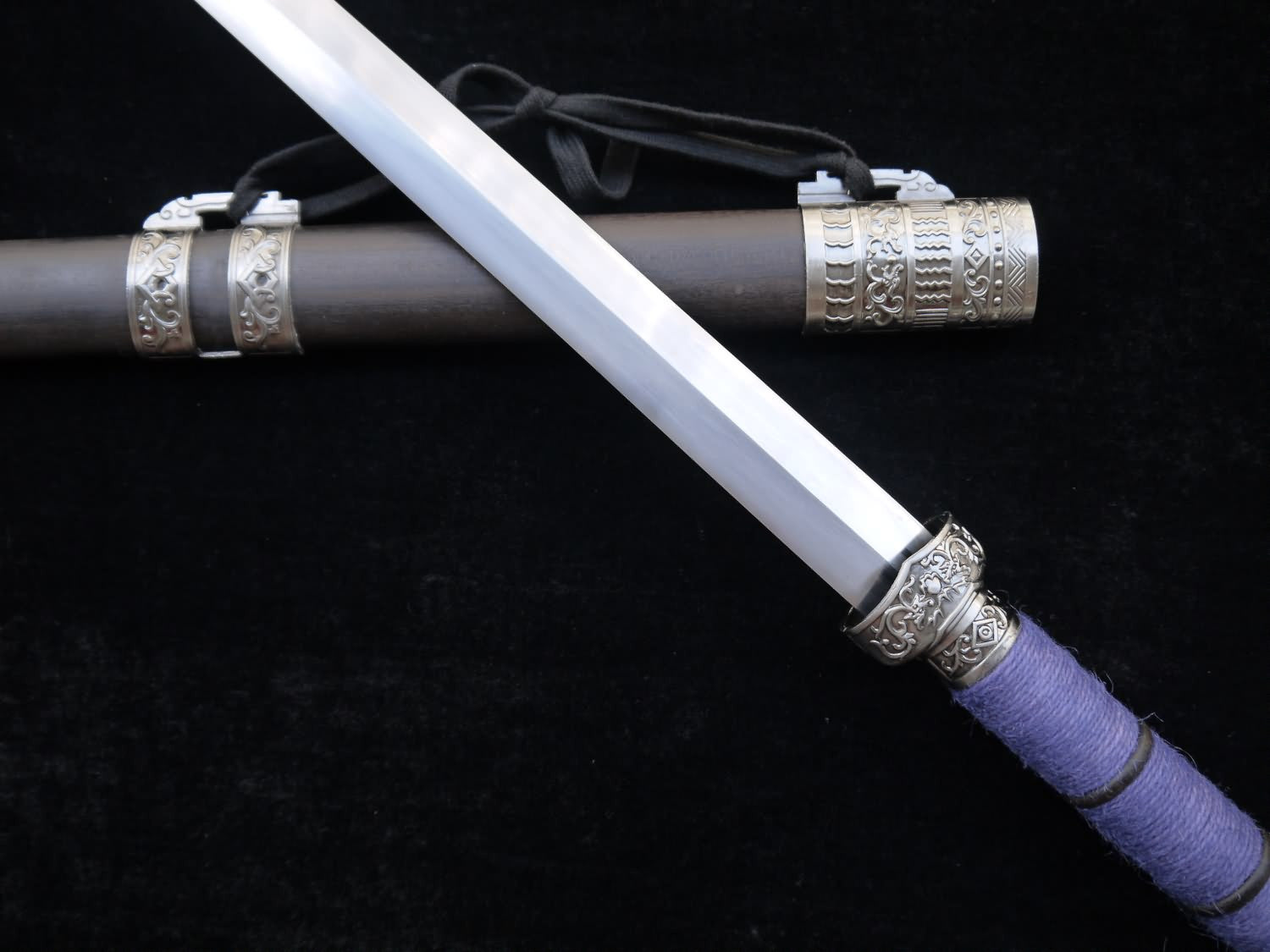 Handmade knife,High carbon Steel blade,Black wood scabbard,Alloy fittings - Chinese sword shop