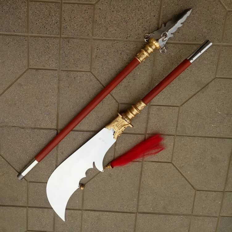 Moon Broadsword,Stainless steel hand-made,Two wood rod - Chinese sword shop