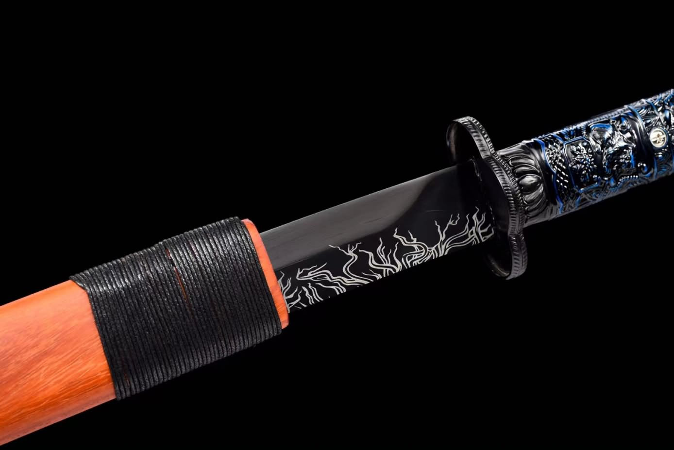 Horn Dao Swords High Carbon Steel Etch Blade,Redwood Scabbard,Dragon Handle,LOONGSWORD