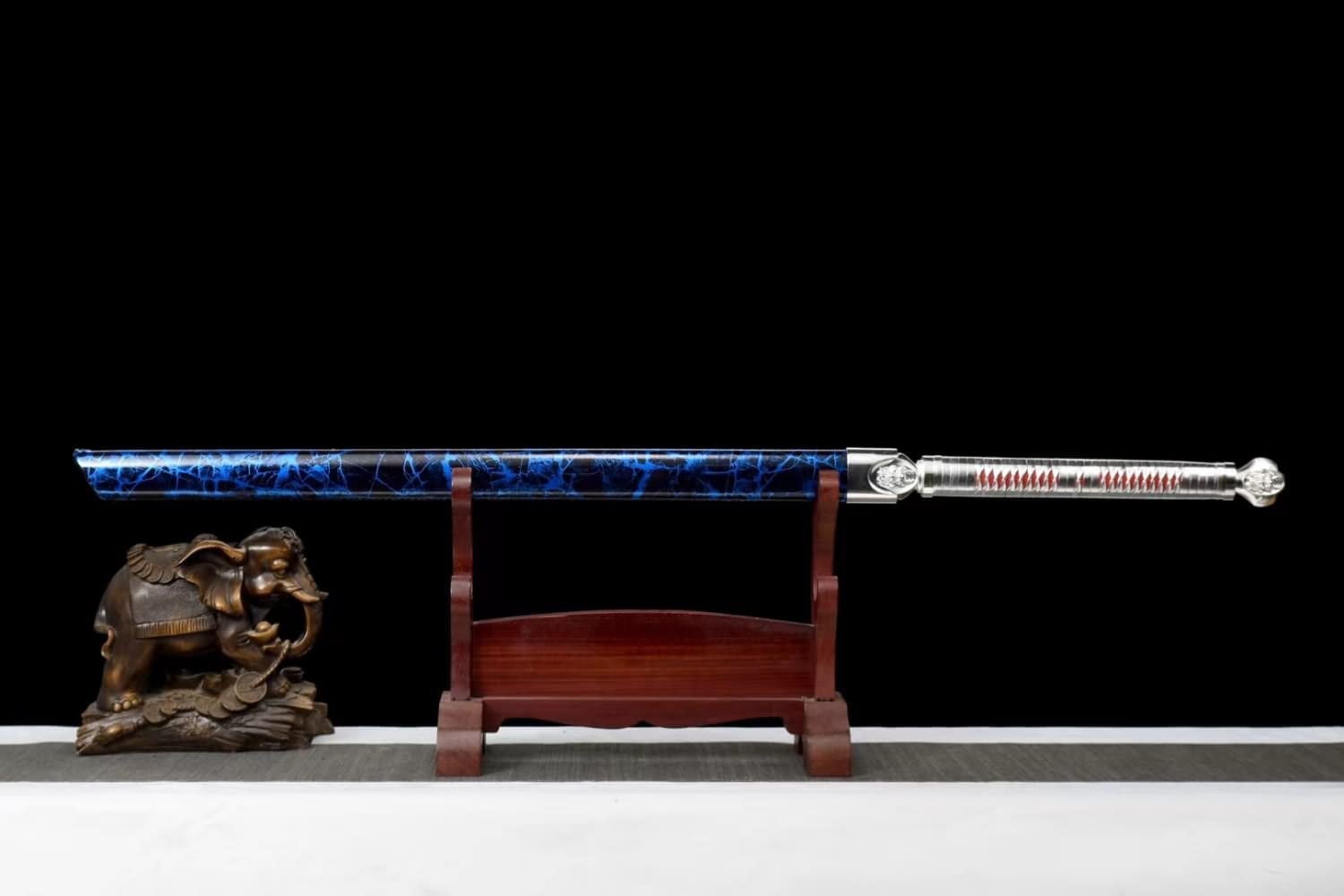 Tang Sword with High Carbon Steel Blue Blade and Dragon & Phoenix Engravings on Each Side