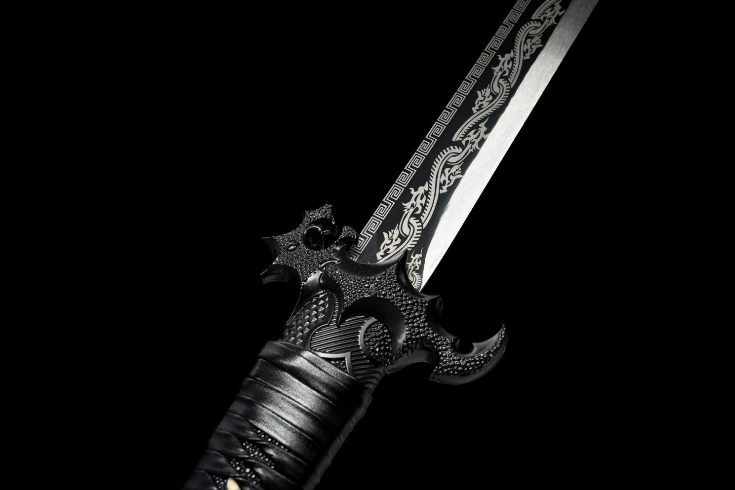 LOONGSWORD Dragon Tang dao Sword,Hand Forged High Carbon Steel Etched Blade,Alloy Fittings
