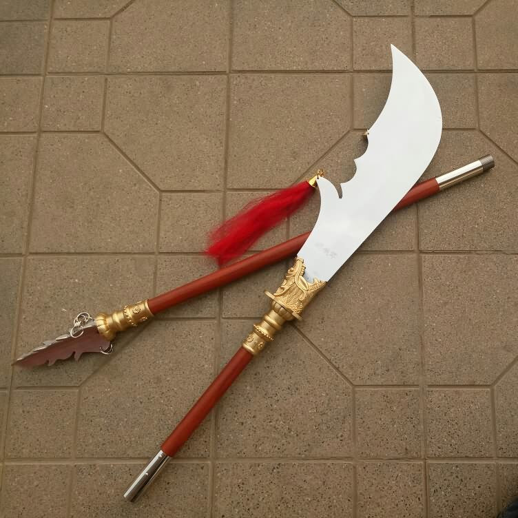 Moon Broadsword,Stainless steel hand-made,Two wood rod - Chinese sword shop