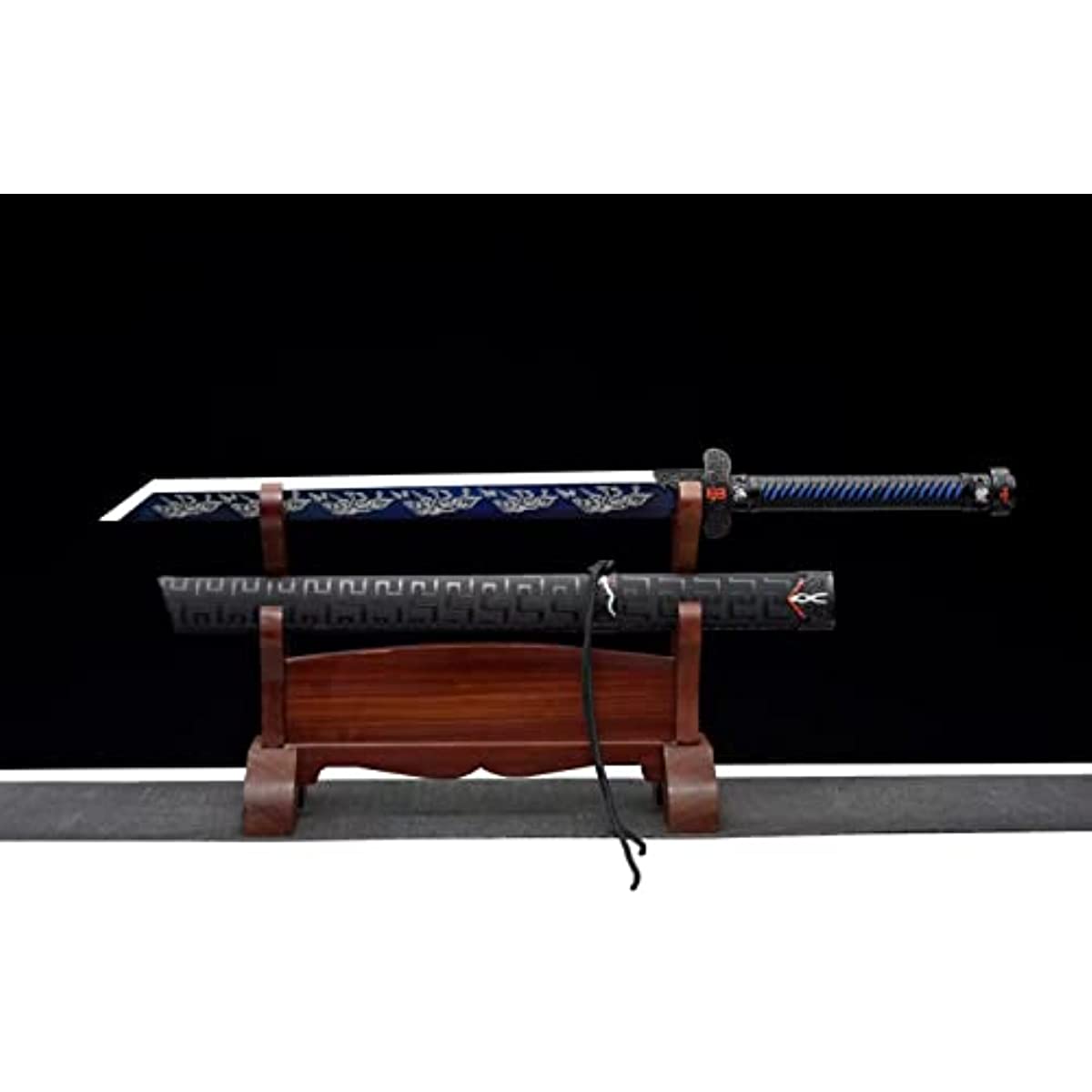 LOONGSWORD,chinese sword,Black Gold Ancient Sabre Forged High Carbon Steel Blue Blade Length 33"