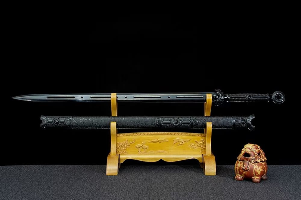 Black han jian,Forged Hollow Blade with Alloy Fittings and PU Scabbard