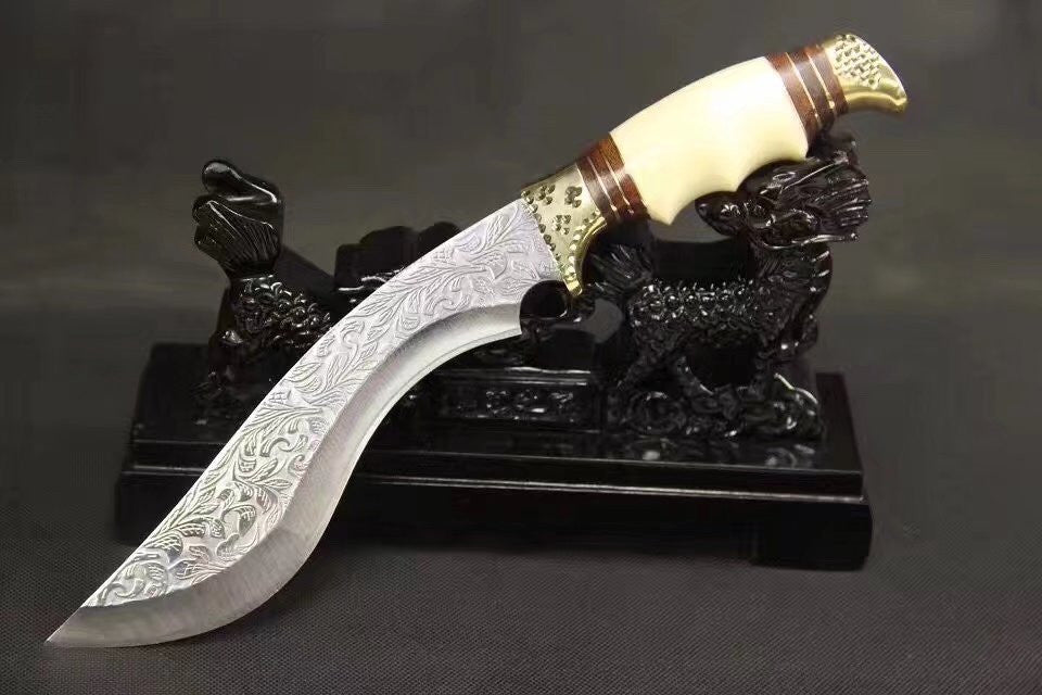 Hunting Folding Knives,Stainless steel blade,Leather scabbard,Length 11.8 inch - Chinese sword shop