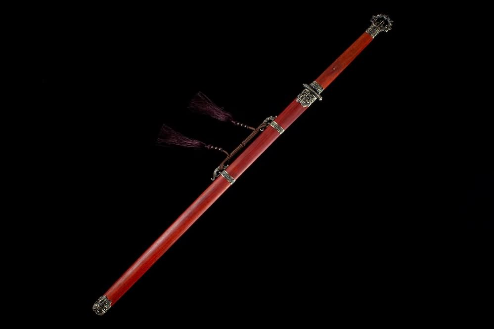LOONGSWORD,Tang jian,Battle Ready,Forged High Manganese Steel Blades,Redwood Scabbard