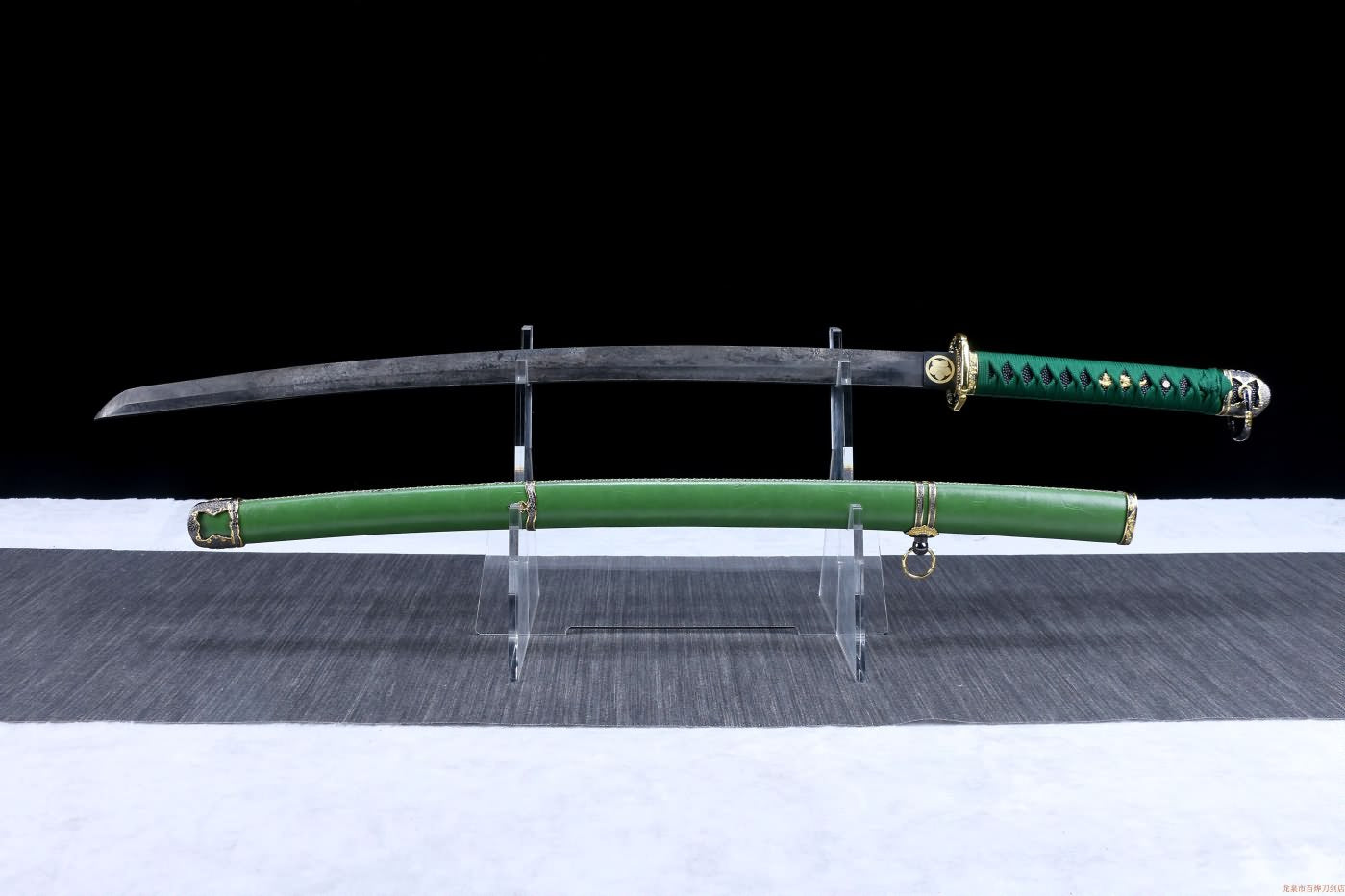 Tachi,Samurai Hand Forged Rail Steel Blade,Green Scabbard,Alloy Fitting,LOONGSWORD