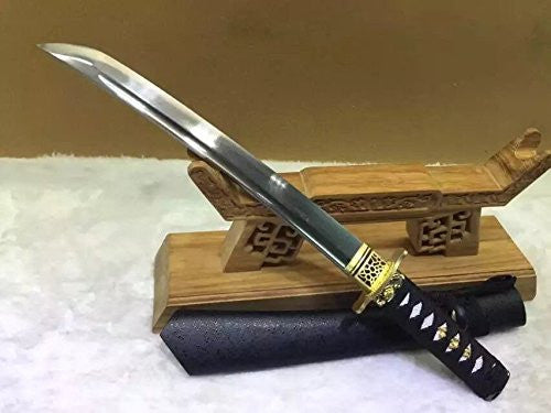 Wakizashi,Damascus steel,Wood Scabbard,Alloy tosogu - Chinese sword shop