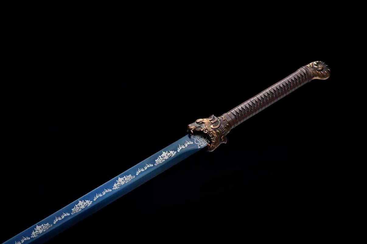 Tiger Broadsword,Forged High Carbon Steel Blue Blade