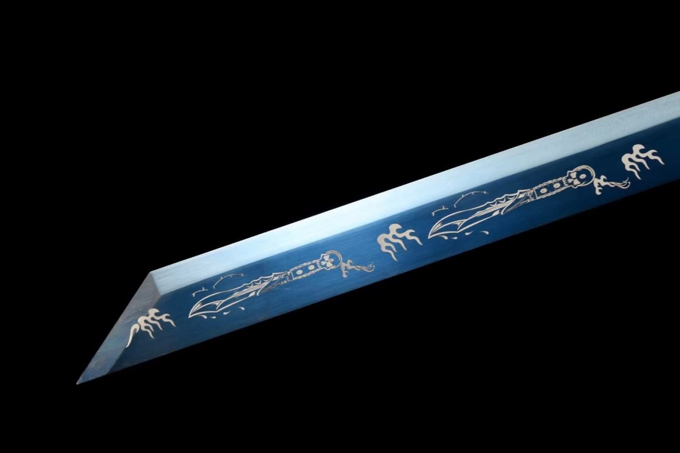 Tang Dao Real,High Carbon Steel Blue Blade,Alloy Fittings,Solid Wood Scabbard,chinese sword
