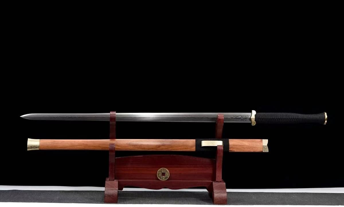 Handicrafts Sword,Han jian(Forged Damascus Steel Blades,Brass Fittings) Battle Ready,Chinese Sword
