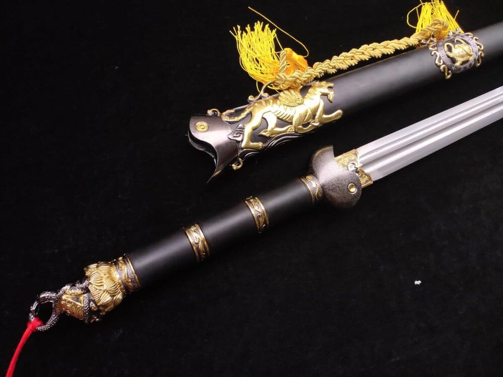 Xuanwu jian/Forged Damascus steel blade/Black wood Scabbard - Chinese Sword store