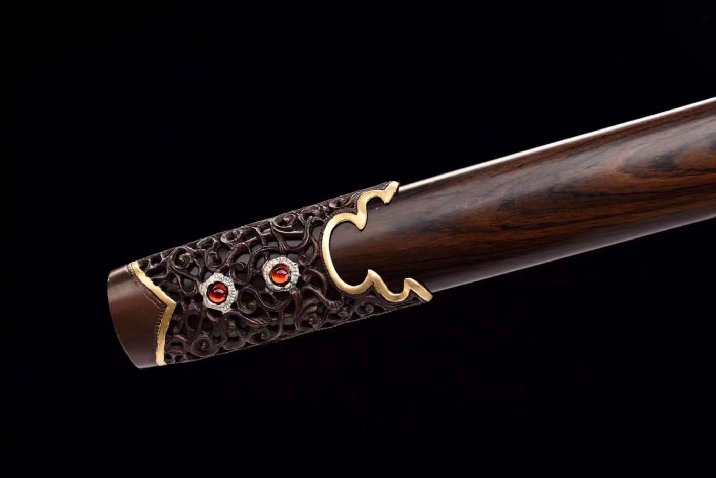 Vermilion Bird Swords,Damascus Steel Blades,Ebony Scabbard,Brass Fittings.chinese sword