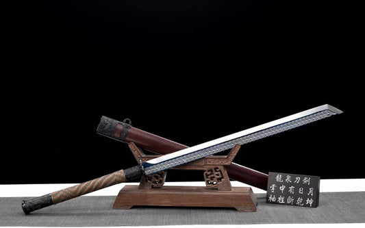 Broadsword Real,Forged High Carbon Steel Blade,Alloy Fittings,Solid Wood Scabbard,Chinese swords
