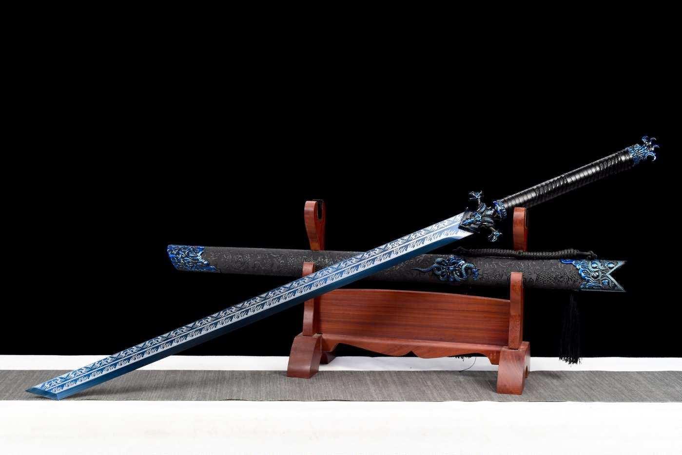 Dragon Tang dao Carbon Steel Blue Blade,Alloy Fittings,PU Scabbard,Chinese sword,LOONGSWORD