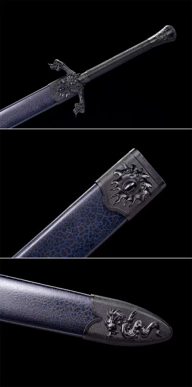 Flying Dragon Jian,Forged Spring Steel Blue Blades,Solid Wood Scabbard,LOONGSWORD