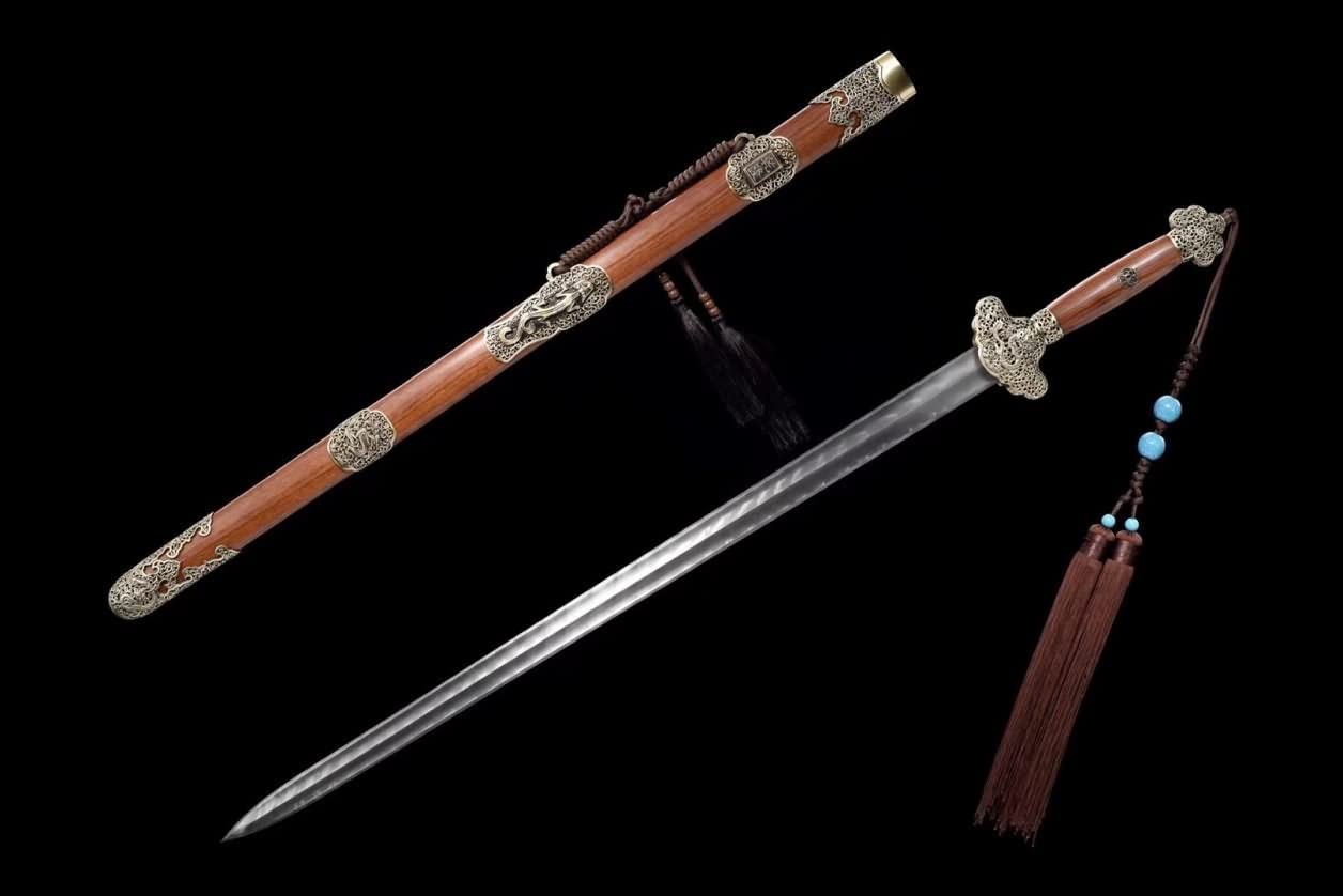 Qing Sword Real,Forged Damascus Steel Blades,Brass Fittings