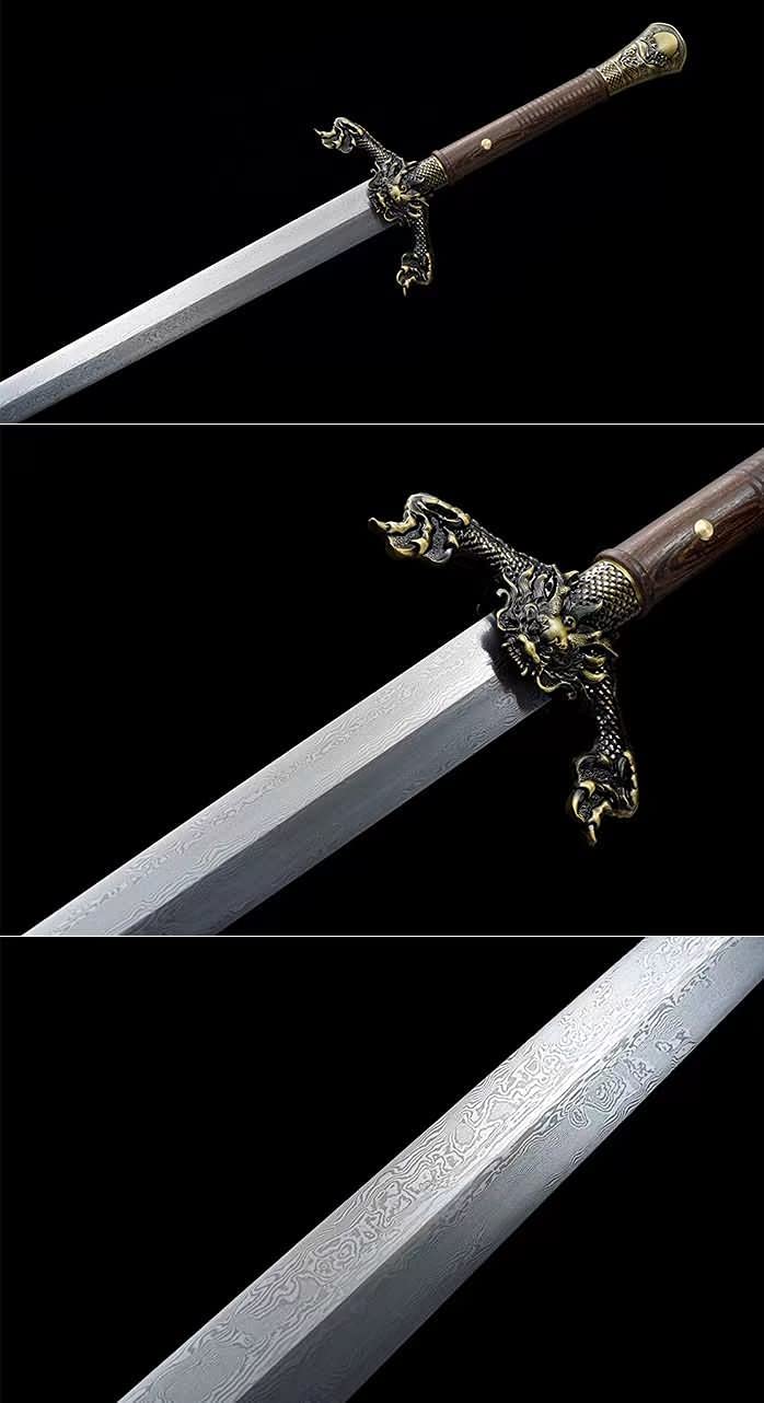 Flying Dragon Sword,Forged Damascus Blades,Rosewood Scabbard,chinese sword