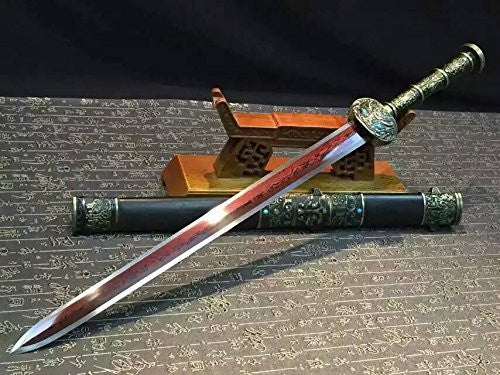 Fengyun jian/Damascus steel red blade/Black wood/Alloy handle/Length 35" - Chinese sword shop