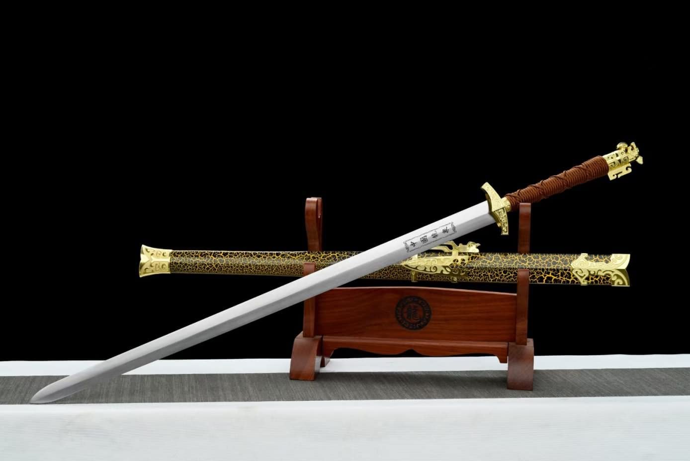 LOONGSWORD,chinese sword,Great Han jian,Carbon Steel Blade,Alloy Fittings,Solid Wood Scabbard