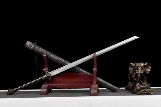 Dragon Tang dao(Forged Blade,Alloy Fittings,Leather Scabbard) Full Tang,chinese sword