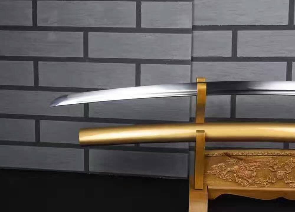 Samurai sword/Katana uchigatana/High carbon steel blade/Golden yellow scabbard/Full tang/Length 39" - Chinese sword shop