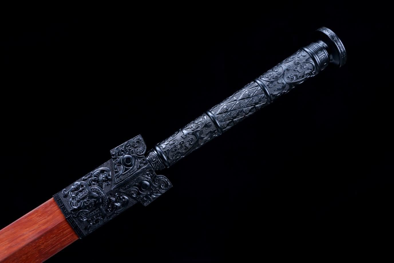 Han jian,Kung fu,High Carbon Steel Etched Blade,Redwood Scabbard,chinese sword