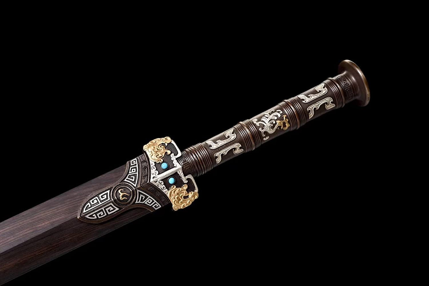 Han jian Sword,Hand Forged Damascus Blade,Ebony,Brass Fittings,chinese sword