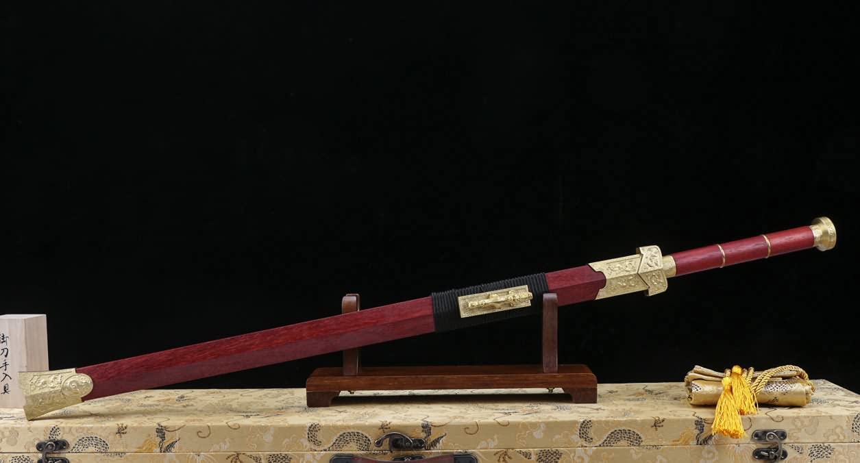 Han Sword Real,Forged Etch Blades, Mahogany Scabbard,Battle Ready