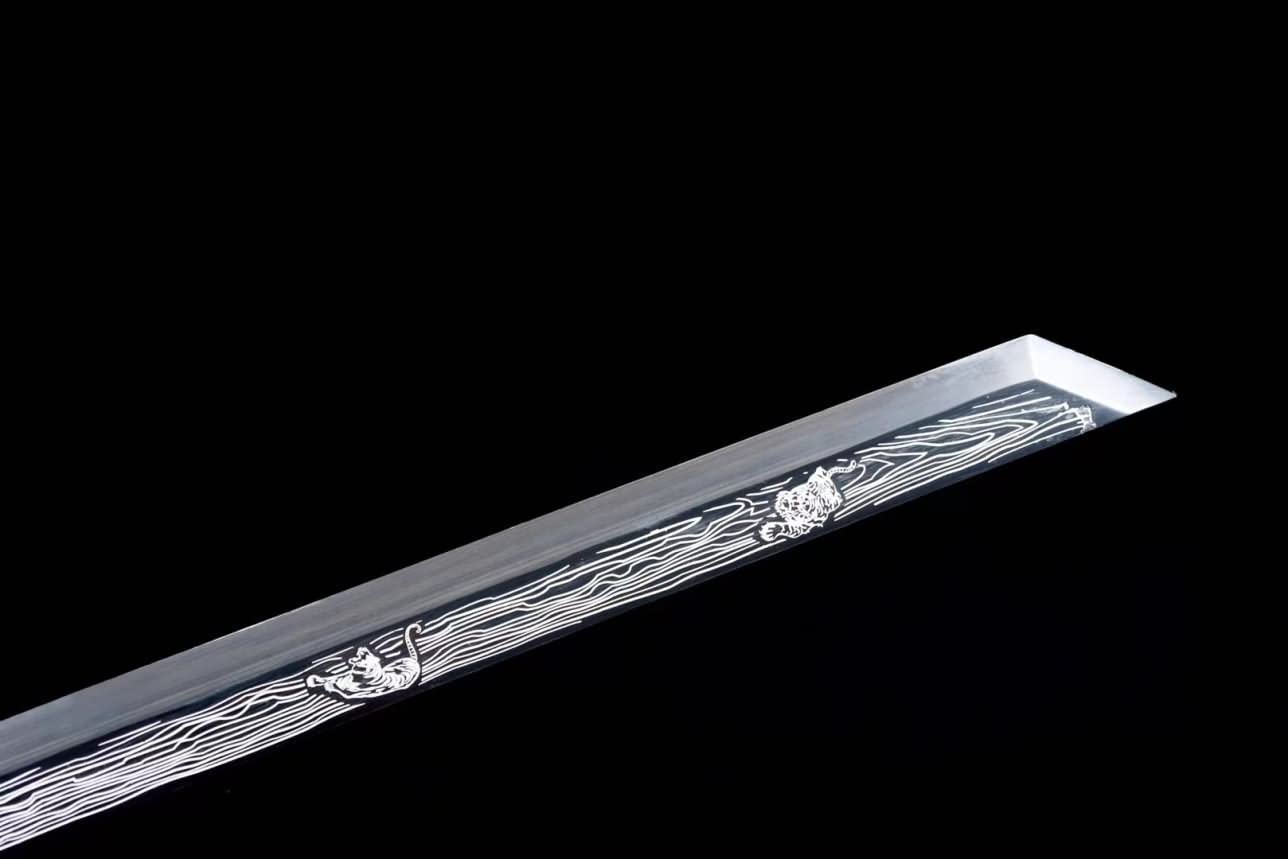 Tiger Sabre Real,Forged High Carbon Steel Etch Blade,Alloy Fittings