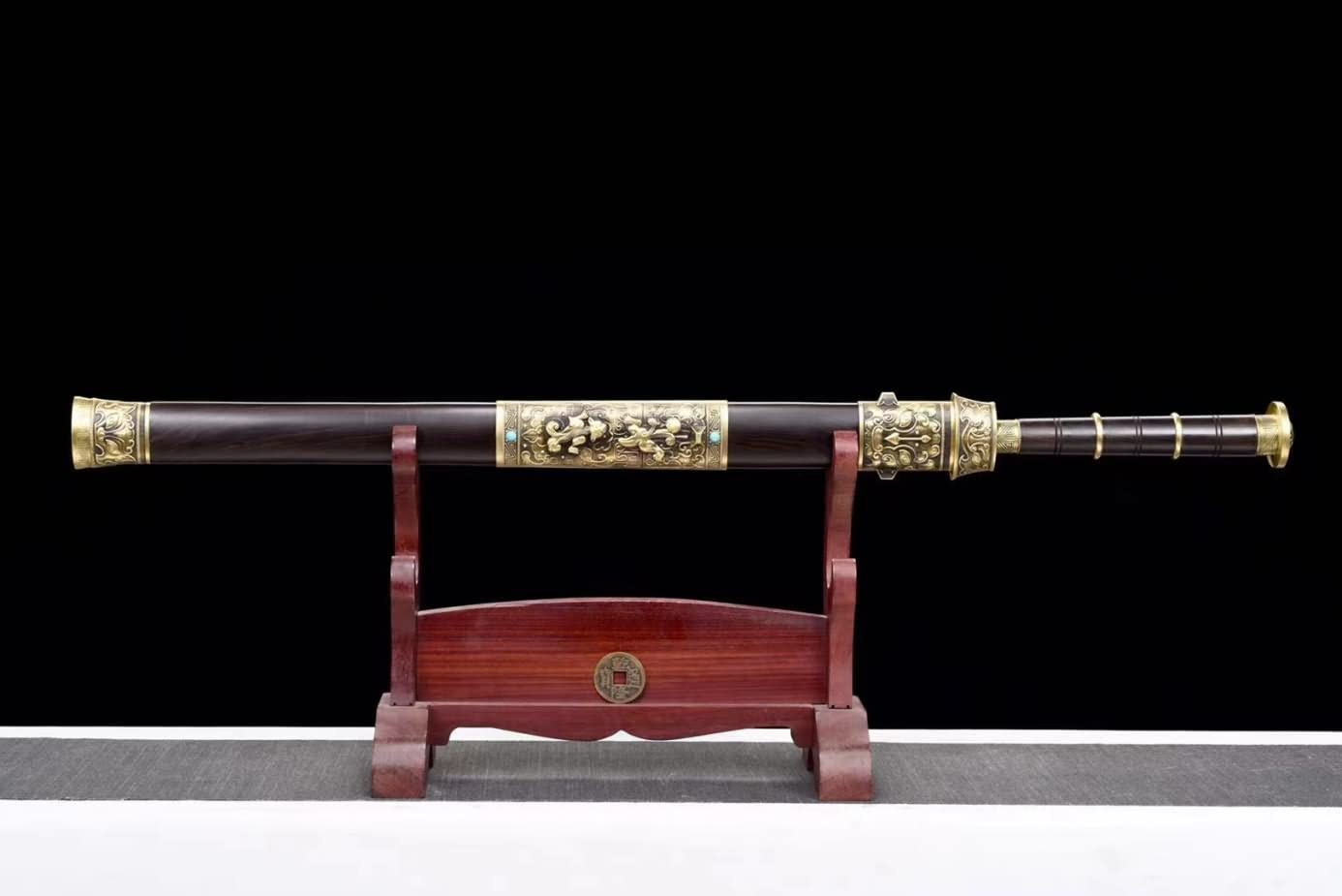 Three Kingdoms Sword,Forged Damascus Blades,Brass Fittings,Handmade Art